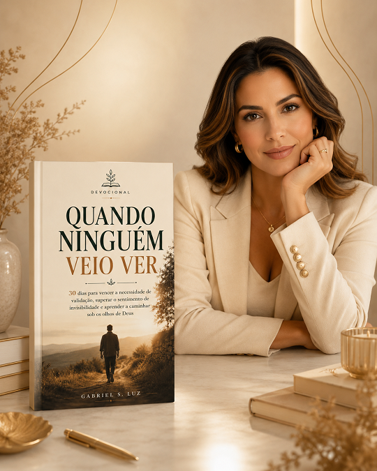 Mulher segurando o devocional impresso Quando Ninguém Veio Ver